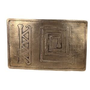 Belt buckle "Nu Gold" Red brass Etched +Oxidized 36grams
